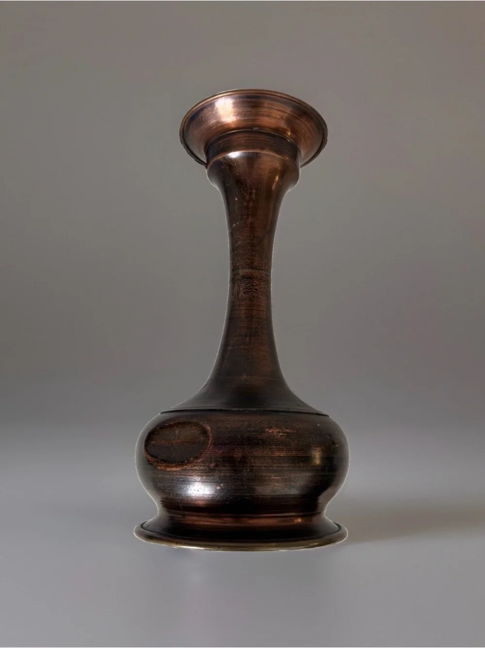 Vintage Patinated Brass Trumpet Candle Holder / Bud Vase – 12.5